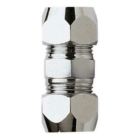 Vite doppia - doppio nipplo - manicotto idrobric, in ottone cromato, misura 3/8x10x10, idb smk-n0329b10