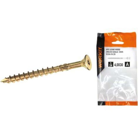 VITE LEGNO WOOD SELF WORKIT - ZINCATA GIALLA CAVA TX25 MM 4,5X60 CF=PZ 10 - 5 confezione