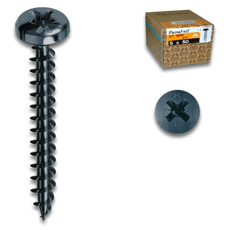 Vite Panel-Vit Nera - TC a croce - Misure (Diam x Lungh mm): 5.0x50 - 200 pz