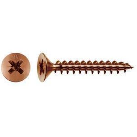 Vite truciolare testa svasata piana 3,5x 12mm bronzata panelvit. Prezzo per 100 pezzi.