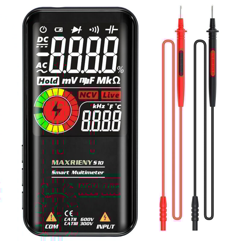 MAXRIENY S10/S11 (en option) Écran LCD 3,3 pouces Multimètre multifonction Température NCV Tension Résistance Capacité Fréquence Rapport cyclique
