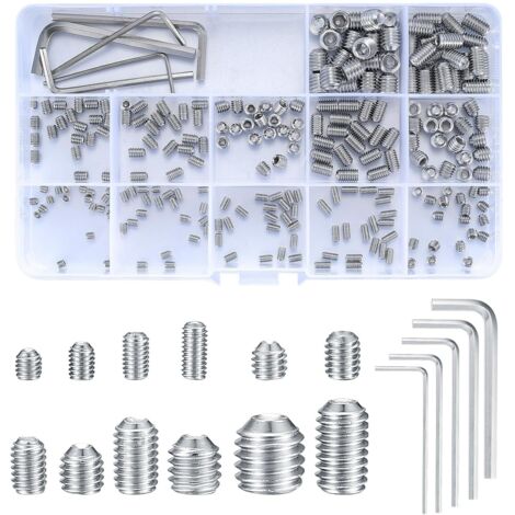 Viti a testa esagonale da 240 pezzi, viti a testa esagonale, set di grani, viti a testa esagonale in acciaio inossidabile metrico M3/M4/M5/M6/M8, viti a brugola, kit assortiti per maniglie delle porte