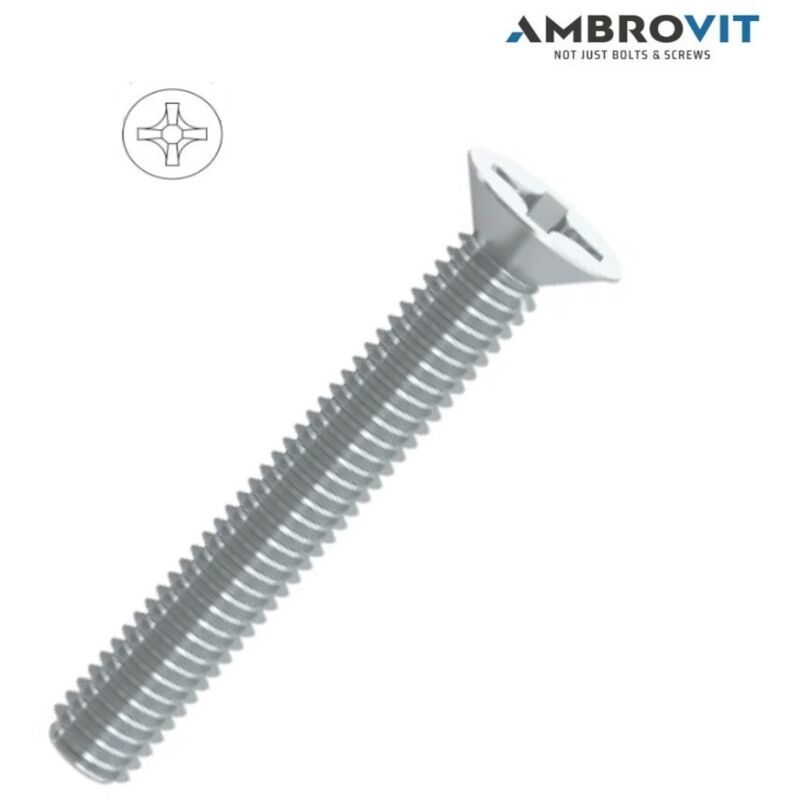 Vite Per Metallo Testa Svasata Piana In Ferro Zincato Diametro 6 Mm - Lunghezza 50 Mm