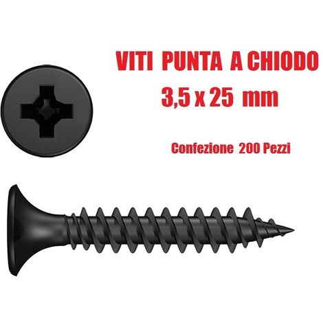 Viti Punta a Chiodo - Accessori per Cartongesso - (� 3,5 X 25mm) - CONF. 200 PZ