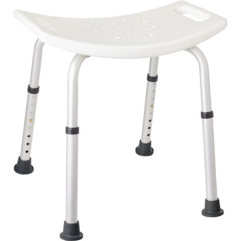 Vitility Duschhocker, Badhocker, höhenverstellbar 36-53 cm, rutschfeste Füße, weißes Aluminium, leichter Badezimmerstuhl, für Senioren und Rehabilitation, max 136 kg, stabil und komfortabel