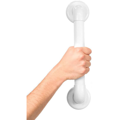 Vitility Poignée salle de bain, barre murale de sécurité avec surface antidérapante rainurée pour douche baignoire toilette escalier, ABS, charge 120 kg, barre droite 30 cm, blanc, avec kit de