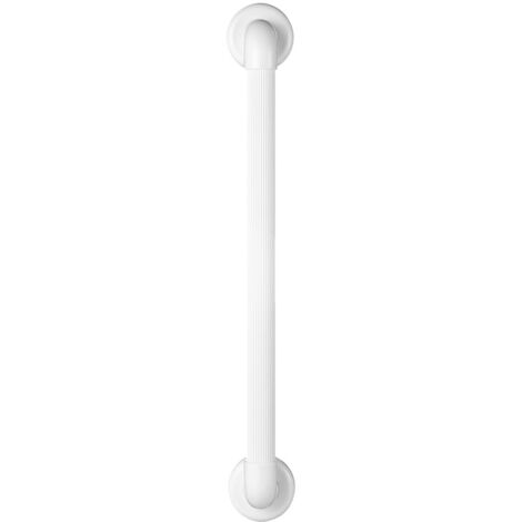 Vitility Poignée salle de bain, barre murale de sécurité avec surface antidérapante rainurée pour douche baignoire toilette escalier, ABS, charge 120 kg, barre droite 60 cm, blanc, avec kit de