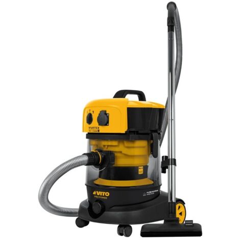 Vito – Aspirateur professionnel 1200W – Cuve 25L pour plâtre et liquides – Débit d'air 1,4 m³/min – Technologie multi-cyclone VORTEX