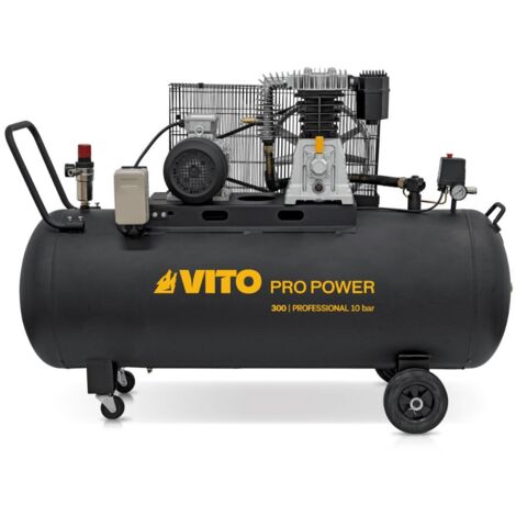 Vito – Compresseur d'air triphasé 300L 10 bar 4000W 5.5CV – Débit 500L/min – Pour outils pneumatiques – Installation par professionnel - VITO 500 L
