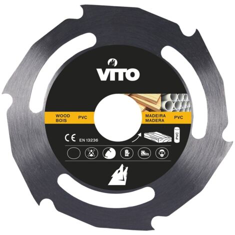 Vito – Disque à tronçonner 115mm pour bois et PVC – Alésage 22,5mm – Coupe nette et rapide – Vitesse 12 000 tr/min - PVC 115 X