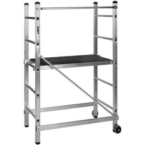 Vito – Échafaudage roulant aluminium 3m – Charge 120kg – Patins antidérapants – Dimensions plateau 110x40cm – Pour chantiers et travaux en hauteur