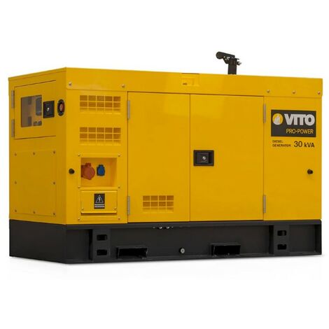 Vito – Groupe électrogène diesel 30kVA – Triphasé et monophasé – Démarrage automatique AVR – Autonomie 13h – Niveau sonore 65 dB(A)