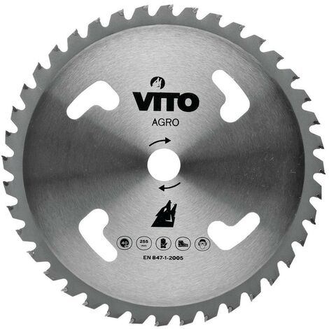 Vito – Lame de débroussailleuse 40 dents 255mm – Alésage 25.4mm – Coupe nette en tungstène pour herbes épaisses et broussailles