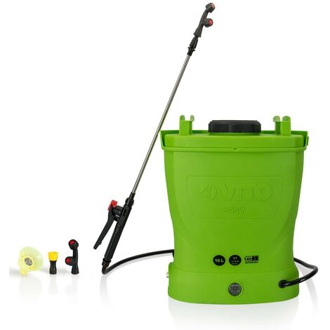 Vito – Pulvérisateur électrique 16L à batterie 12V 8Ah 6 bars – Lance télescopique 50-90 cm – Débit 3.1 L/min pour surfaces jusqu'à 1200 m²