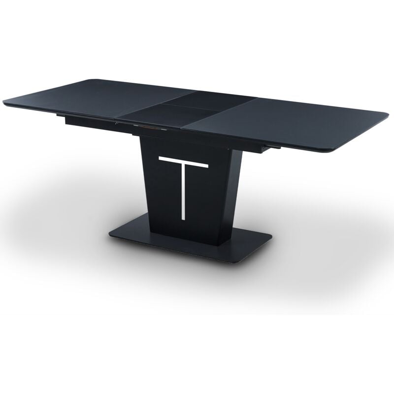 Mobilier Deco - vitoria - Table à manger rectangulaire extensible en verre trempé noir