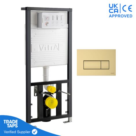 VitrA 1.12cm Cistern Frame with Loop Square Flush Plate - Soft Gold
