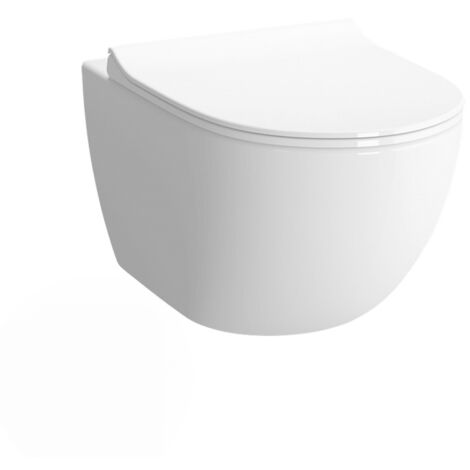 Vitra – Cuvette WC suspendue compacte sans bride 49,5cm – Céramique blanche – Installation murale avec fixation cachée – Capacité chasse d'eau 3/6L