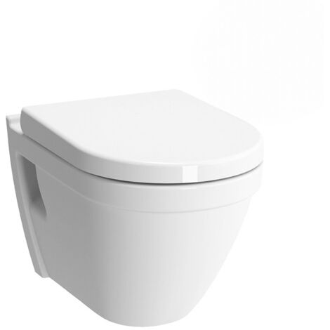Vitra – Cuvette suspendue en céramique blanche 365x545mm – Abattant à frein de chute Duroplast – Charnières en acier inoxydable
