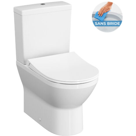 Vitra Integra Pack WC à poser sans bride avec abattant frein de chute et réservoir, Blanc (9859-003-7202-SP)