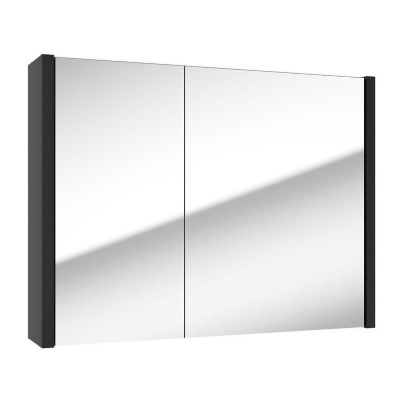 Meuble à miroir sat Delano 80x60 cm stratifié noir (DELANOG80C) - Swiss Aqua Technologies