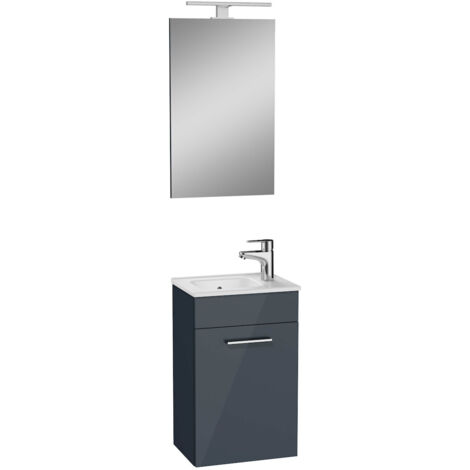 Vitra Mia ensemble meuble 39x61x28 cm avec miroir, lavabo et éclairage LED, Anthracite brillant (MIASET40A)