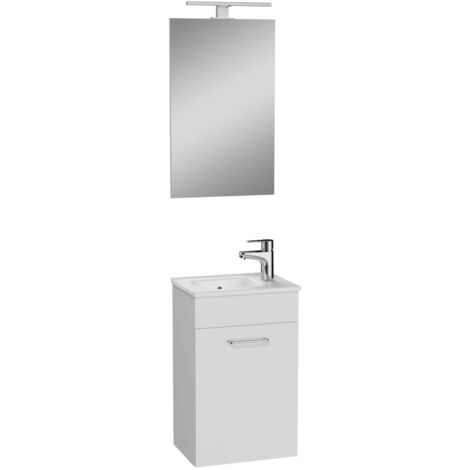 Vitra Mia ensemble meuble 39x61x28 cm avec miroir, lavabo et éclairage LED, Blanc brillant (MIASET40B)