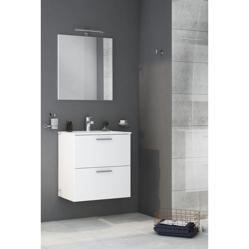 Vitra - Meuble de salle de bain laqué blanc 80 cm MIASET80B blanc