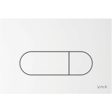 Vitra – Plaque de commande WC blanc brillant – Forme ronde – Installation rapide – Compatible systèmes chasse à câble – 16,5 cm x 24,4 cm