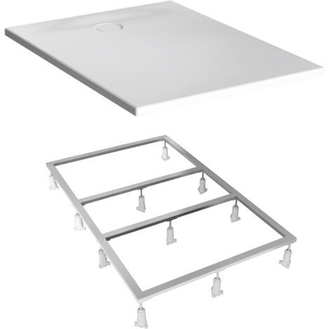 VitrA Receveur acrylique ultra-plat LEAF 100x80cm Blanc texturé, PN 24, classe C + set de pieds
