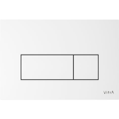 Plaque de commande WC carré blanc brillant – Système à double touche – Installation rapide – Compatible avec bâtis-supports VitrA