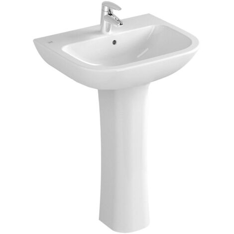 Vitra S20 Cloakroom Basin and Full Pedestal 500mm Wide 1 Tap Hole