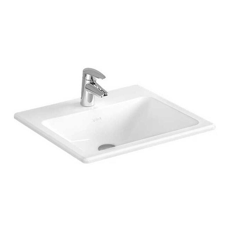 S20 Compact Countertop Basin with Front Overflow 450mm Wide - 1 Tap Hole - Vitra