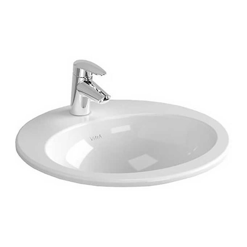 S20 Compact Countertop Basin with Front Overflow 475mm Wide - 1 Tap Hole - Vitra