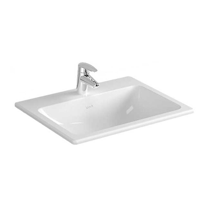 Vitra S20 Compact Inset Countertop Basin with Front Overflow 550mm Wide - 1 Tap Hole