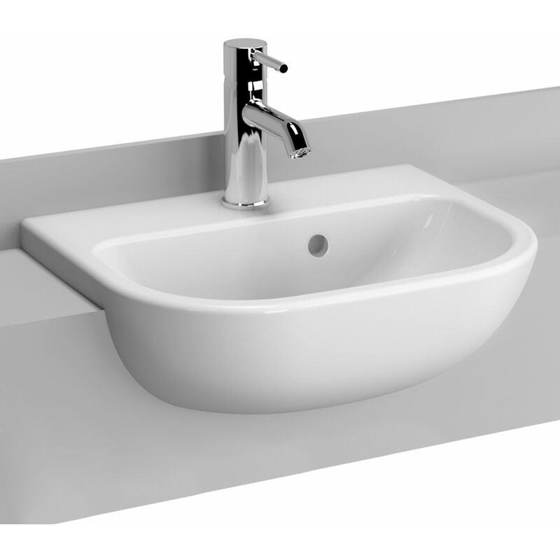 Vitra S20 Semi Recessed Basin 450mm Wide 1 Tap Hole
