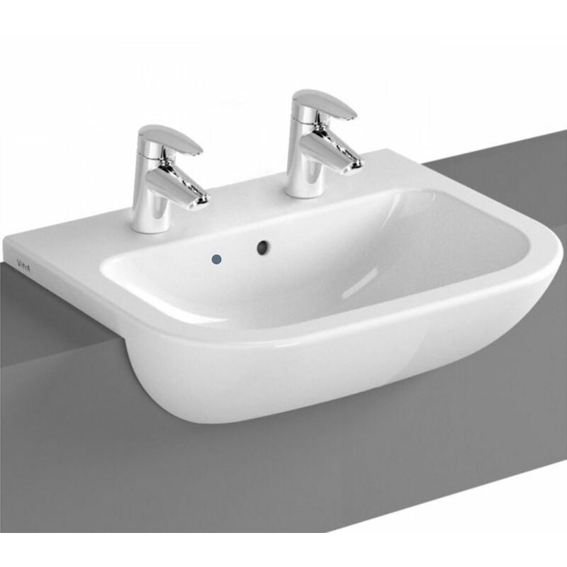 Vitra S20 Semi Recessed Basin 550mm Wide 2 Tap Hole