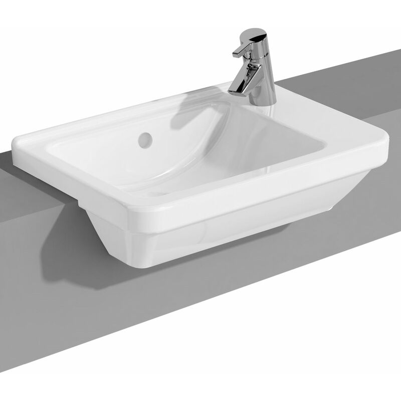 Vitra S50 Compact Semi Recessed Basin Right Handed 550mm Wide 1 Tap Hole
