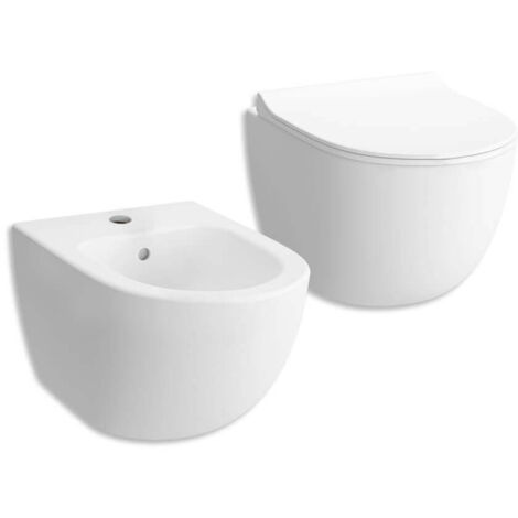 Vitra Sanitari wc e bidet sospesi serie Sento rimless bianco opaco ceramica bianca