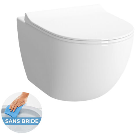 Vitra  SENTO Cuvette RIM-EX (sans bride) et abattant ultra-fin avec frein de chute (7748B003-0075 + 120-003R009-lm)