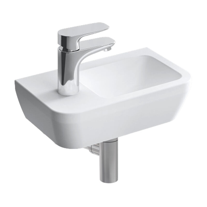 Set Wash basin 37x22 cm with tap hole on the left + trap (7090-003-0028-SET) - Vitra