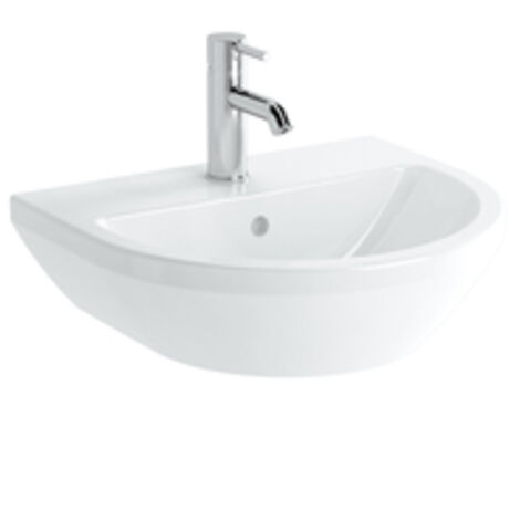Vitra Waschtisch Integra 495 x 430 mm rund Hahnloch Überlauf Weiß Hochglanz