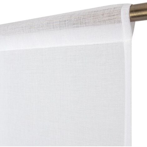 RIDEAUDISCOUNT Vitrage 60 x 240 cm Passe Tringle Uni Blanc