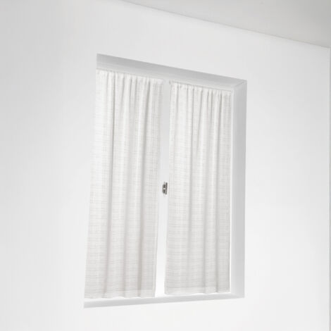 Vitrage à la paire  - Effet carreaux ajourés style Kelsch Blanc 60x140 cm