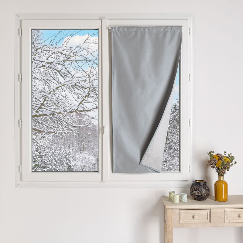 Homemaison - Petit rideau occultant 100% doublé polaire Gris clair 90x210 cm