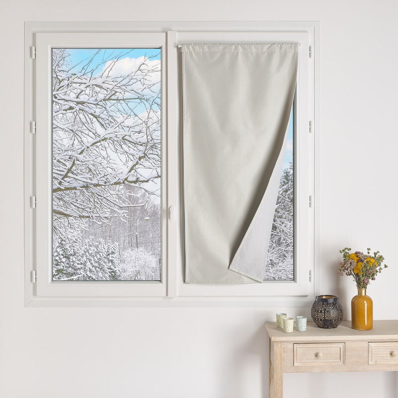 Homemaison - Petit rideau occultant 100% doublé polaire Ecru 90x210 cm