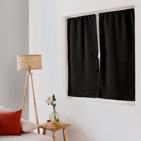Vitrage occultant uni noir - 60x120cm - Noir