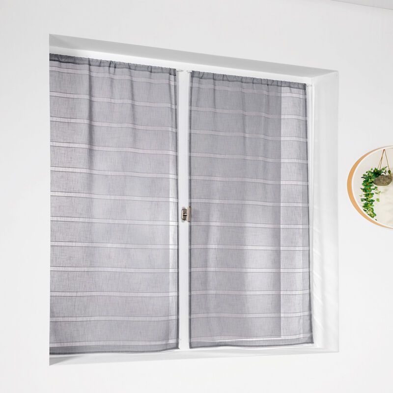 Petits voilages à la paire Cordelette Gris clair 55x120 cm