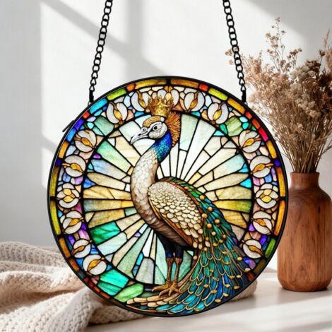Vitrail cardinal attrape-soleil 16 cm décoration fenêtre suspension élégante cadeau grand-mère