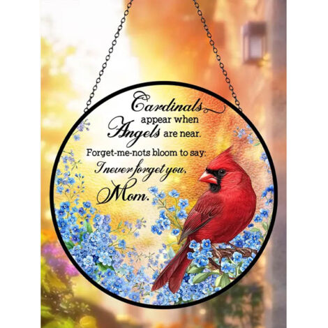 Vitrail cardinal diamètre 16 cm, attrape-soleil intérieur
