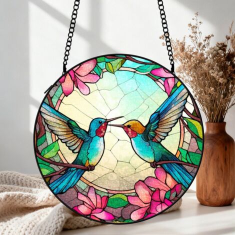 Vitrail colibri attrape-soleil 16 cm décoration fenêtre suspension élégante cadeau anniversaire
